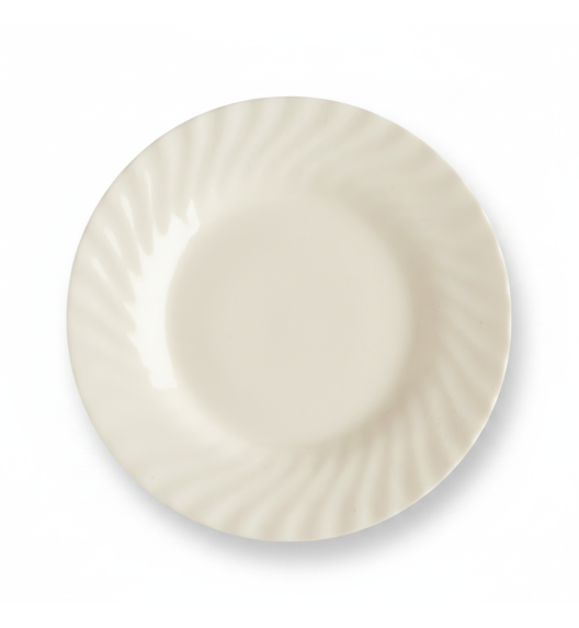 PRIMA DECO EMBOSS Talerz porcelanowy deserowy 19 cm karbowany ecru