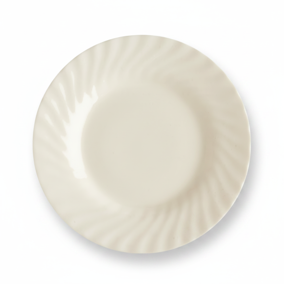 PRIMA DECO EMBOSS Talerz porcelanowy deserowy 19 cm karbowany ecru