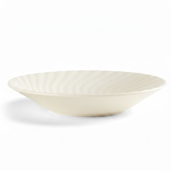 PRIMA DECO EMBOSS Talerz porcelanowy głęboki 20,5 cm karbowany 500 ml ecru