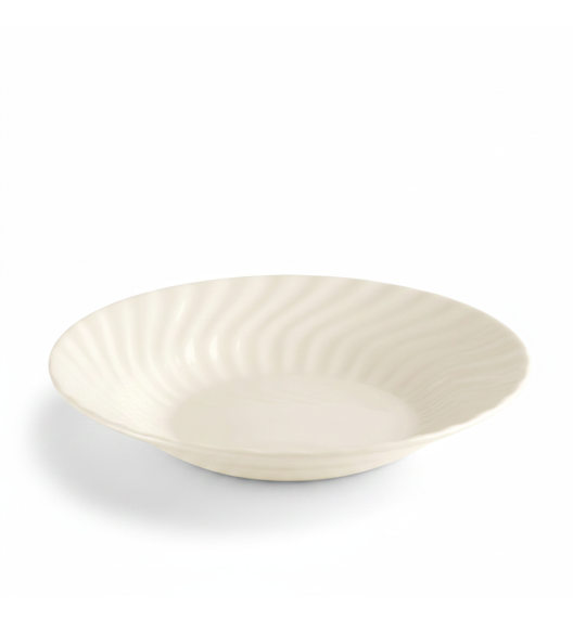 PRIMA DECO EMBOSS Talerz porcelanowy głęboki 20,5 cm karbowany 500 ml ecru