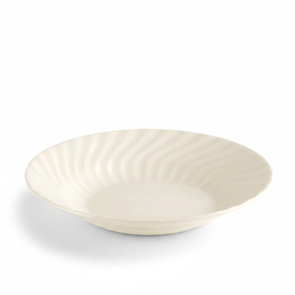 PRIMA DECO EMBOSS Talerz porcelanowy głęboki 20,5 cm karbowany 500 ml ecru