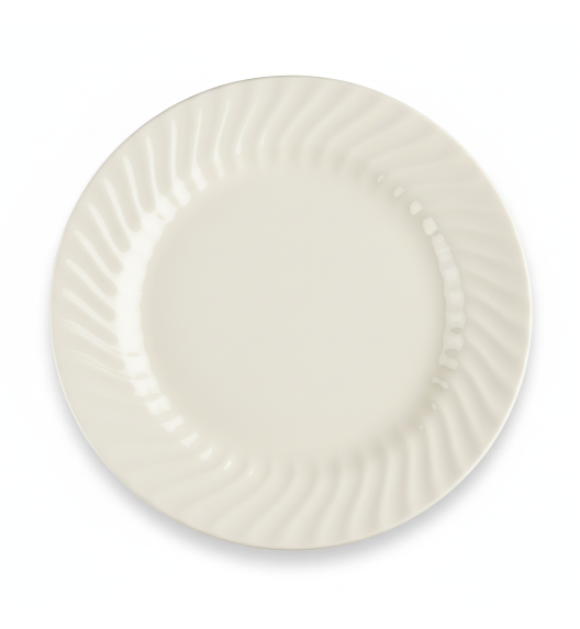 PRIMA DECO EMBOSS Talerz porcelanowy obiadowy 27 cm karbowany ecru