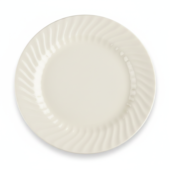PRIMA DECO EMBOSS Talerz porcelanowy obiadowy 27 cm karbowany ecru