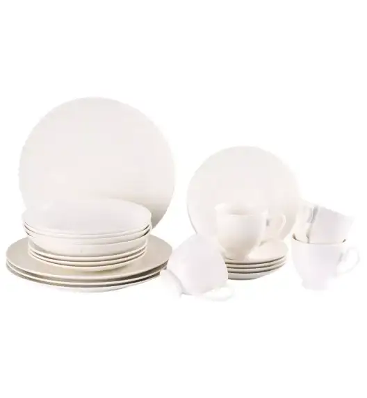 PRIMA DECO Komplet obiadowy porcelanowy 20 el 4 os z filiżanką kremowy