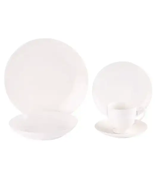 PRIMA DECO Komplet obiadowy porcelanowy 20 el 4 os z filiżanką kremowy