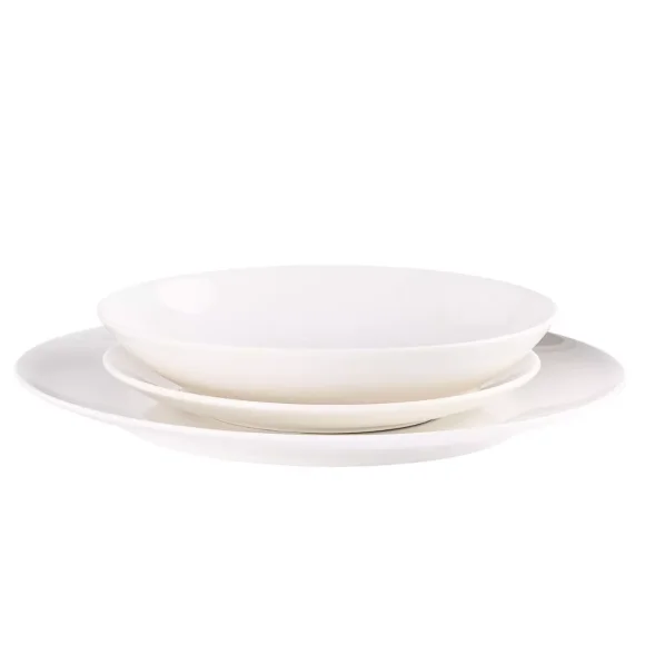 PRIMA DECO Komplet obiadowy porcelanowy 20 el 4 os z filiżanką kremowy