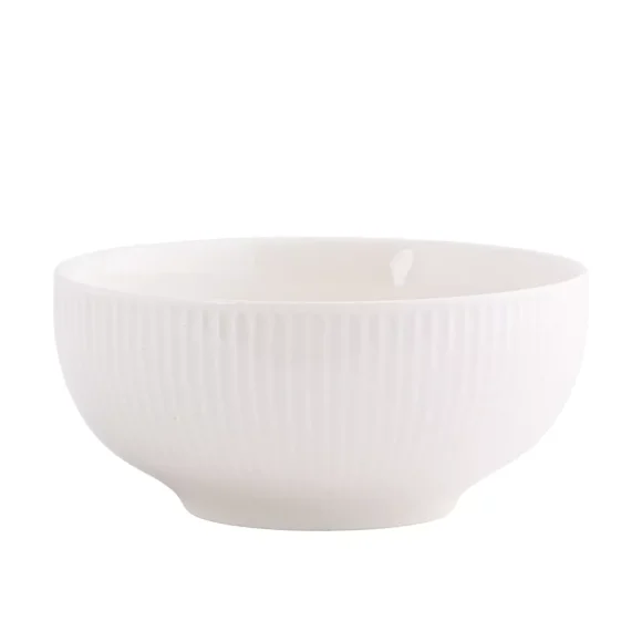 PRIMA DECO HARMONY Komplet obiadowy 18 el dla 6 os / ryflowany / prążek / ecru / porcelana