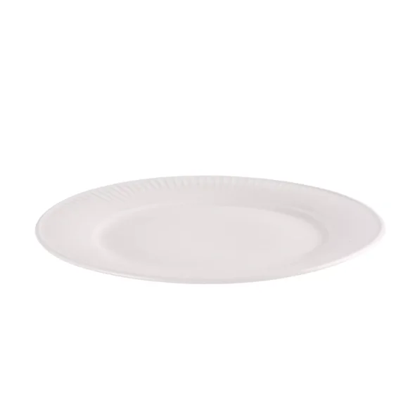 PRIMA DECO HARMONY Komplet obiadowy 18 el dla 6 os / ryflowany / prążek / ecru / porcelana