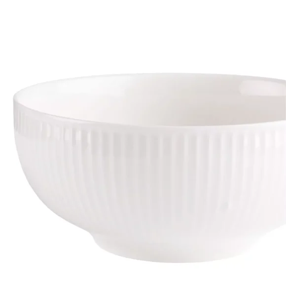 PRIMA DECO HARMONY Komplet obiadowy 18 el dla 6 os / ryflowany / prążek / ecru / porcelana