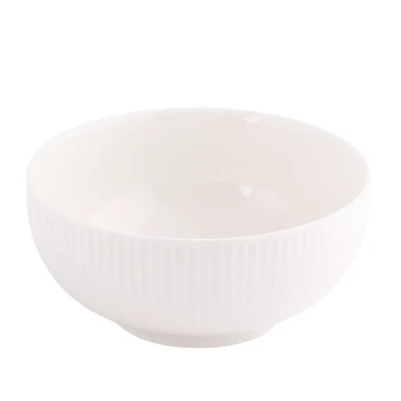 PRIMA DECO HARMONY Komplet obiadowy 18 el dla 6 os / ryflowany / prążek / ecru / porcelana