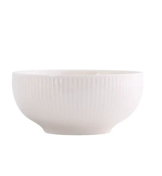 PRIMA DECO HARMONY Komplet obiadowy 18 el dla 6 os / ryflowany / prążek / ecru / porcelana