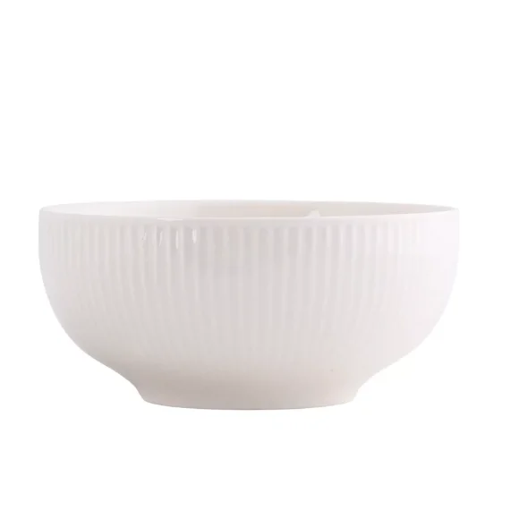 PRIMA DECO HARMONY Komplet obiadowy 18 el dla 6 os / ryflowany / prążek / ecru / porcelana