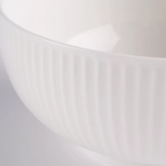 PRIMA DECO HARMONY Komplet obiadowy 18 el dla 6 os / ryflowany / prążek / ecru / porcelana