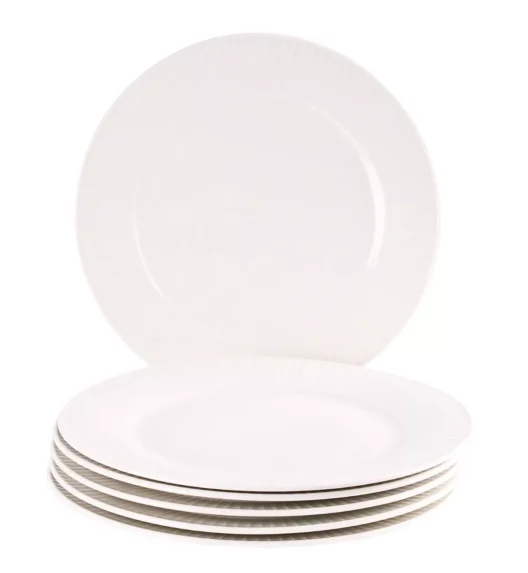 PRIMA DECO HARMONY Komplet obiadowy 18 el dla 6 os / ryflowany / prążek / ecru / porcelana