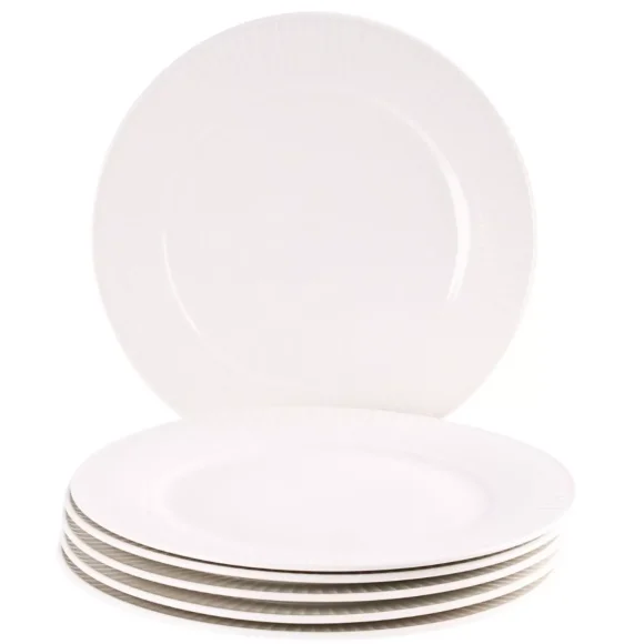 PRIMA DECO HARMONY Komplet obiadowy 18 el dla 6 os / ryflowany / prążek / ecru / porcelana