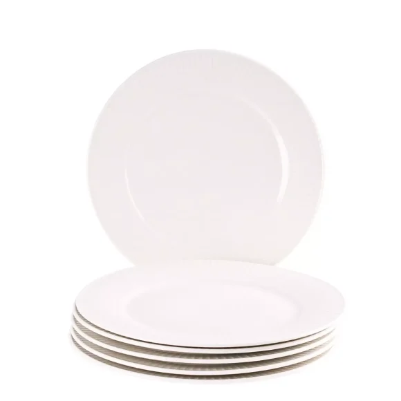 PRIMA DECO HARMONY Komplet obiadowy 18 el dla 6 os / ryflowany / prążek / ecru / porcelana