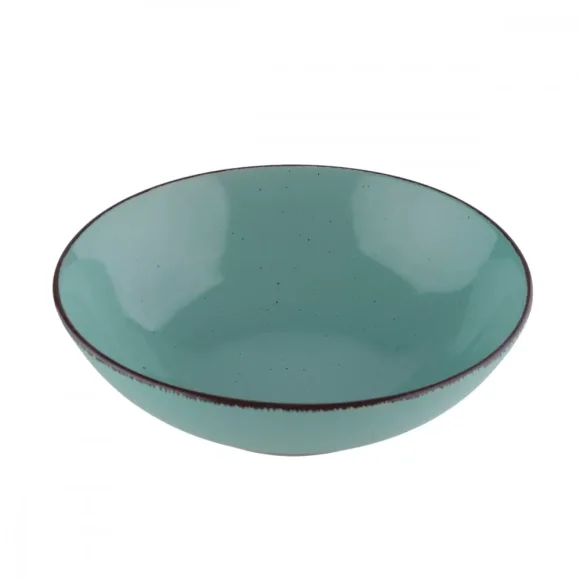 PRIMA DECO Komplet obiadowy 24 el dla 6 os / turkusowy / kamionka