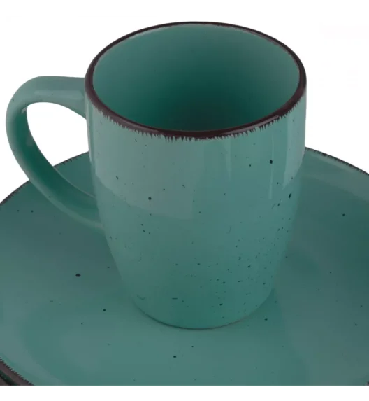 PRIMA DECO Komplet obiadowy 24 el dla 6 os / turkusowy / kamionka