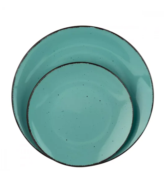 PRIMA DECO Komplet obiadowy 24 el dla 6 os / turkusowy / kamionka