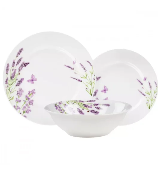 PRIMA DECO Komplet obiadowy 18 el dla 6 os LAWENDA / okrągły / porcelana