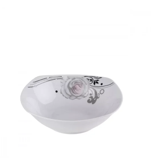 PRIMA DECO Komplet obiadowy 18 el dla 6 os SZARA RÓŻA / kwadratowy / porcelana