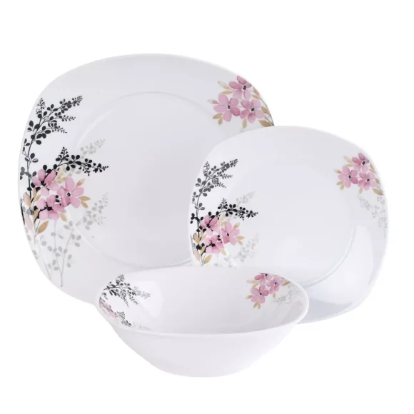PRIMA DECO Komplet obiadowy 18 el 6 os Azalia kwadrat