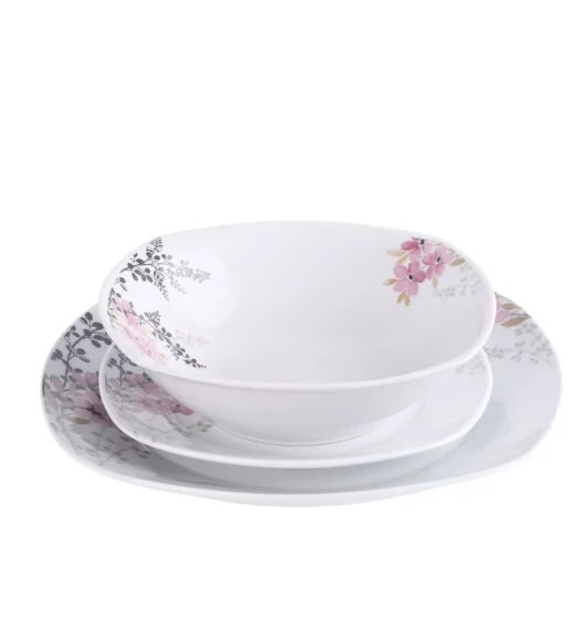 PRIMA DECO Komplet obiadowy 18 el 6 os Azalia kwadrat