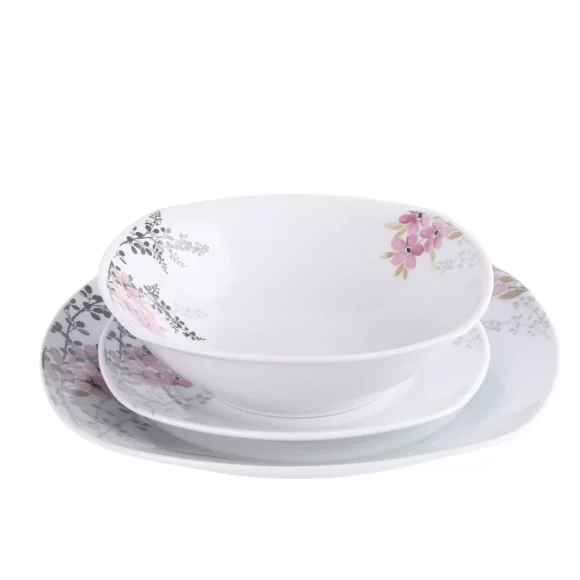 PRIMA DECO Komplet obiadowy 18 el 6 os Azalia kwadrat