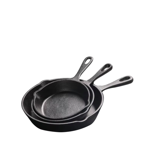 HAGE Komplet 3 Patelnie żeliwne 16/20/25,5 cm Cast Iron
