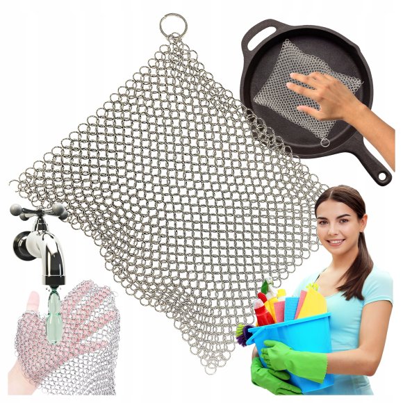 HAGE Czyścik metalowy kolczuga do żeliwa i stali 20 cm