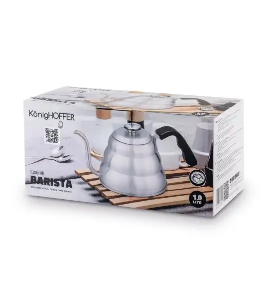 KONIGHOFFER BARISTA CZAJNIK KONEWKA 1 L SREBRNY Z TERMOMETREM