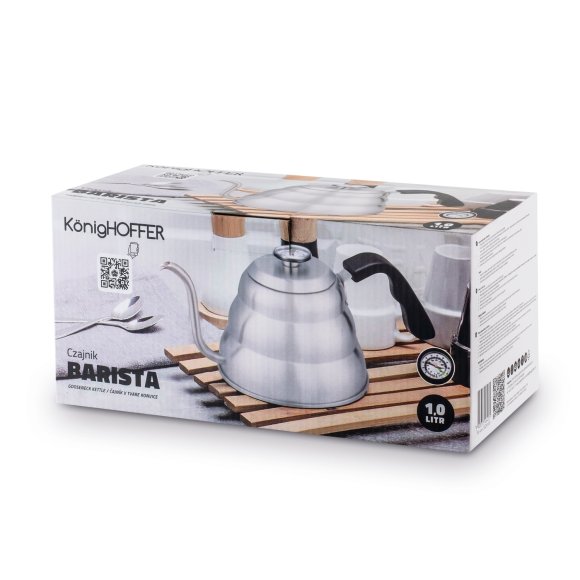 KONIGHOFFER BARISTA CZAJNIK KONEWKA 1 L SREBRNY Z TERMOMETREM