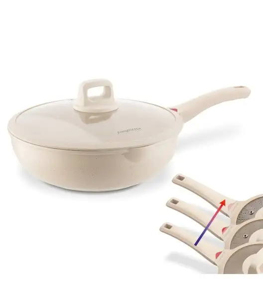 KONIGHOFFER CREAMY MARBLE PATELNIA WOK 30 CM Z POKRYWKĄ / INDUKCJA