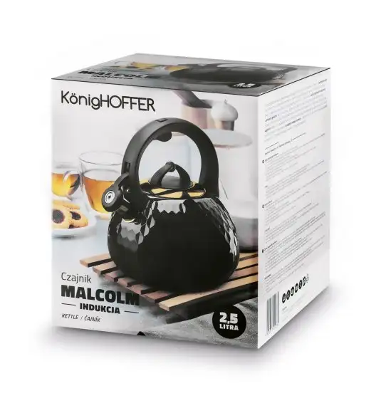 KONIGHOFFER MALCOLM CZAJNIK TRADYCYJNY 2,5 L CZARNY / ZŁOTE ELEMENTY