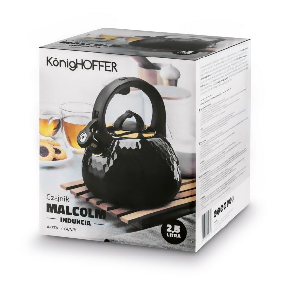 KONIGHOFFER MALCOLM CZAJNIK TRADYCYJNY 2,5 L CZARNY / ZŁOTE ELEMENTY