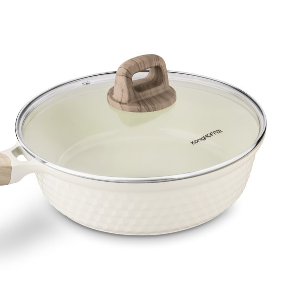 KONIGHOFFER ROSTI PATELNIA 28 CM Z POKRYWKĄ KREMOWA / INDUKCJA