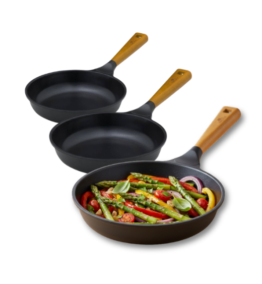 GERLACH NATUR Komplet patelni 20, 24, 28 cm z powłoką ceramiczną ILAG® Non-Stick Xera Dur 2