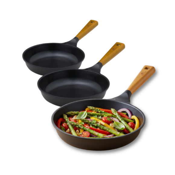 GERLACH NATUR Komplet patelni 20, 24, 28 cm z powłoką ceramiczną ILAG® Non-Stick Xera Dur 2