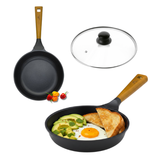 GERLACH NATUR Patelnia 20 cm z powłoką ceramiczną + pokrywka szklana | ILAG® Non-Stick Xera Dur 2 