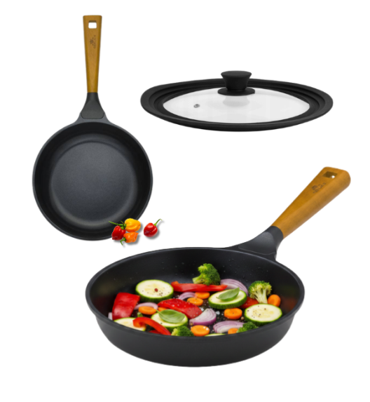 GERLACH NATUR Patelnia 24 cm z powłoką ceramiczną + pokrywka silikonowa | ILAG® Non-Stick Xera Dur 2 
