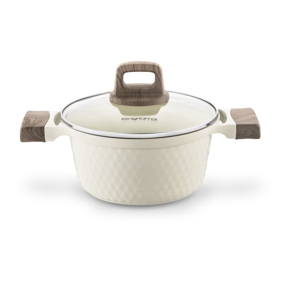KONIGHOFFER ROSTI GARNEK 2,5 L Z POKRYWKĄ 20 CM KREMOWY / INDUKCJA
