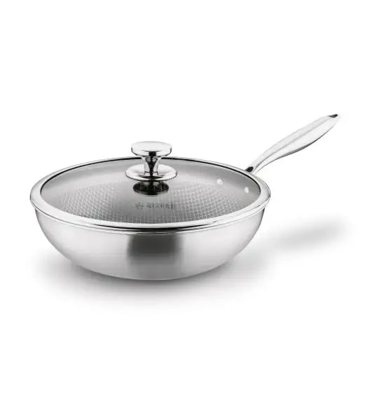 STARKE PRO LINESTA STEEL WOK 30X9 CM Z POKRYWKĄ SREBRNY NIERDZEWNY