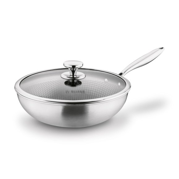 STARKE PRO LINESTA STEEL WOK 30X9 CM Z POKRYWKĄ SREBRNY NIERDZEWNY