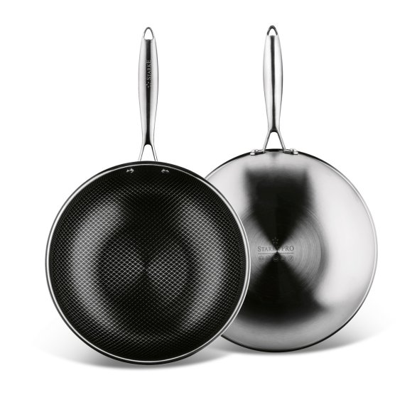 STARKE PRO LINESTA STEEL WOK 30X9 CM Z POKRYWKĄ SREBRNY NIERDZEWNY