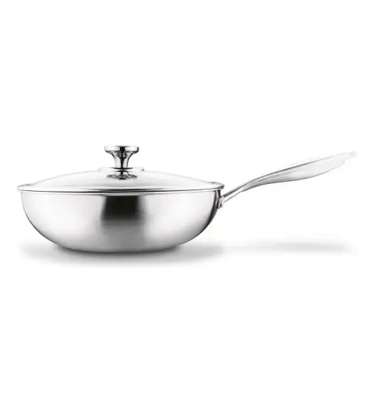 STARKE PRO LINESTA STEEL WOK 30X9 CM Z POKRYWKĄ SREBRNY NIERDZEWNY