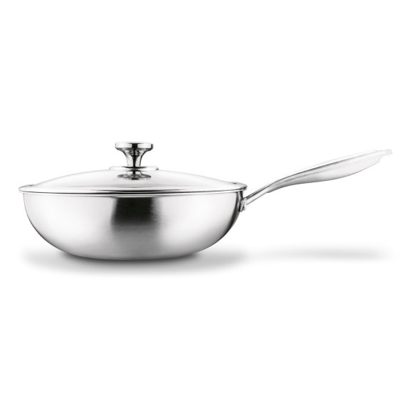 STARKE PRO LINESTA STEEL WOK 30X9 CM Z POKRYWKĄ SREBRNY NIERDZEWNY