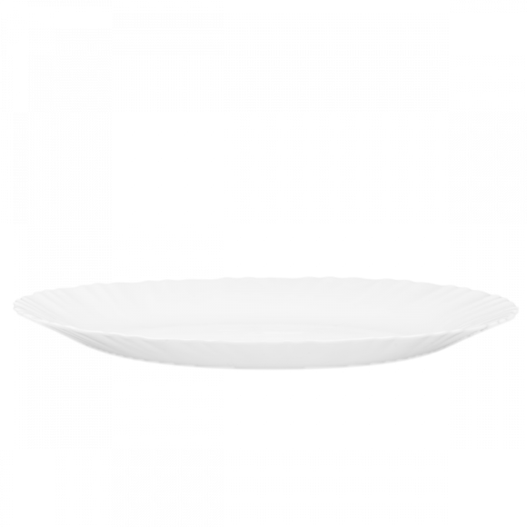 PRIMA DECO CARBO Talerz obiadowy 25 cm / biały / karbowany rant / szkło hartowane