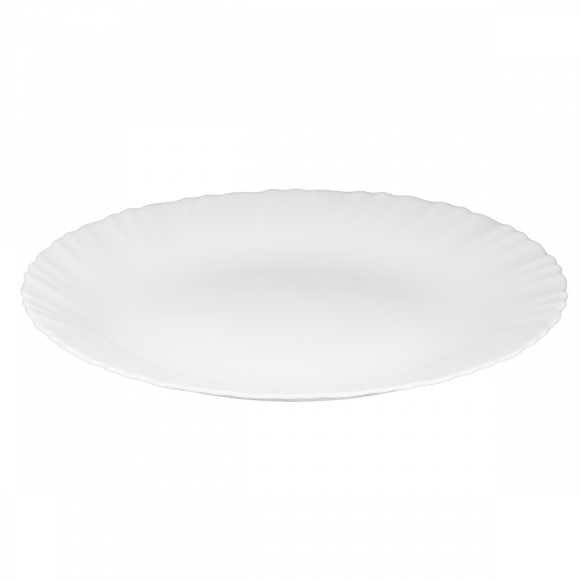PRIMA DECO CARBO Talerz obiadowy 25 cm / biały / karbowany rant / szkło hartowane