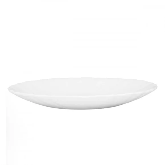PRIMA DECO CARBO Talerz deserowy 15 cm / biały / karbowany rant / szkło hartowane