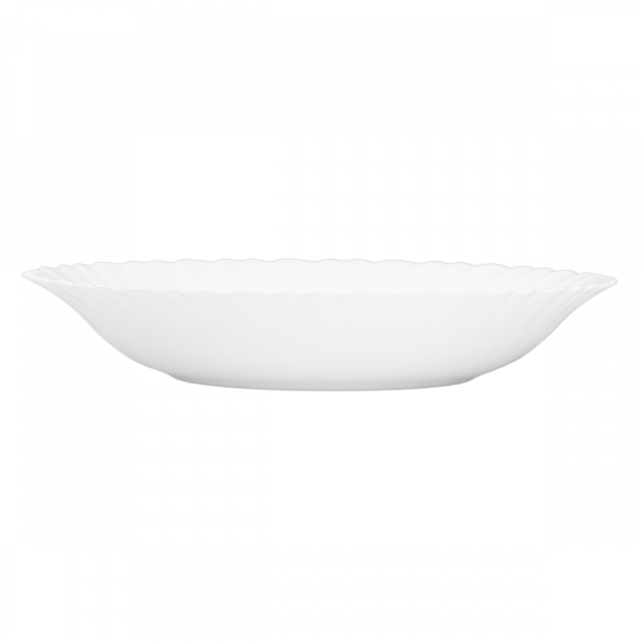 PRIMA DECO CARBO Talerz głęboki do zupy 22 cm / biały / karbowany rant / szkło hartowane